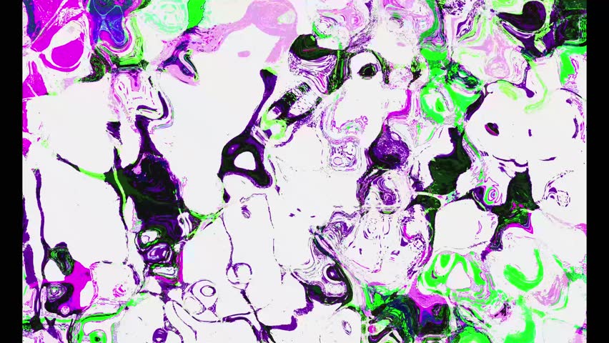 Grunge glitch effect video abstract  pixelated background with colorful textured shapes in black, white, green, pink. Trendy edgy design, acid colors, hypnotic