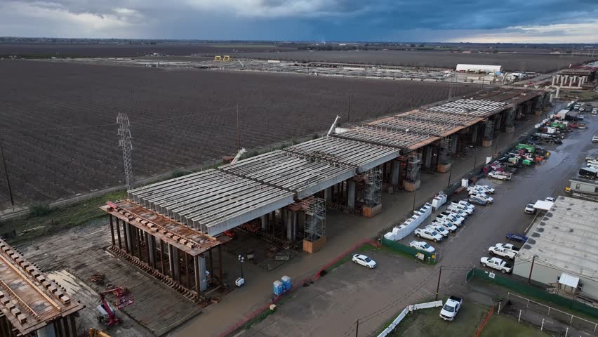 Construction of the California High-Speed Rail Near Fresno