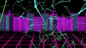 magenta grid starting cyan-lime-green network drifting, cascading strokes revealing HIGH SCORE. Futuristic, digital, animation, technology, cyber, abstract, vibrant - Powered by Shutterstock - Get 15% off with code: PIKWIZARD15