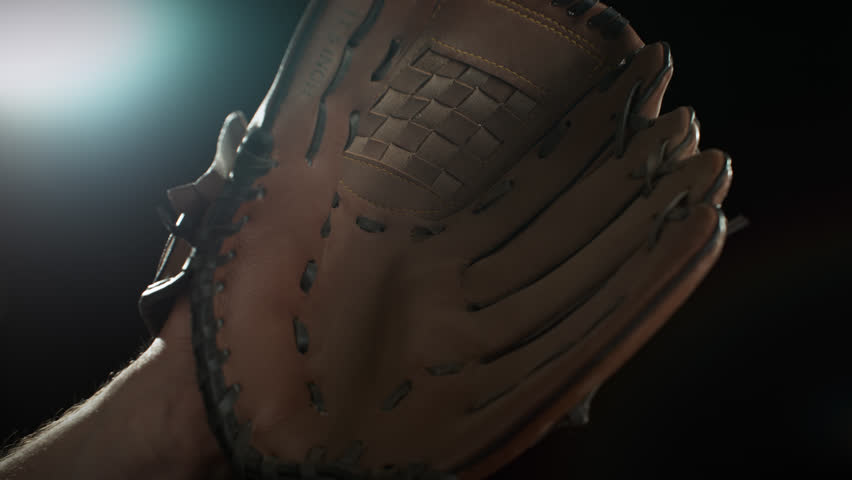 Ultra Slow Motion Baseball Catch. Ball Landing in Glove at 1000fps.