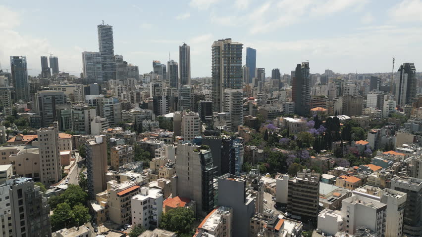 Aerial video showcase a picturesque panorama of Beirut, the largest city and the capital of Lebanon.