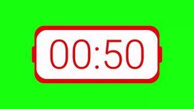 50 second countdown timer with red digital clock on green screen suitable for presentations, websites, promotions, apps - Powered by Shutterstock - Get 15% off with code: PIKWIZARD15