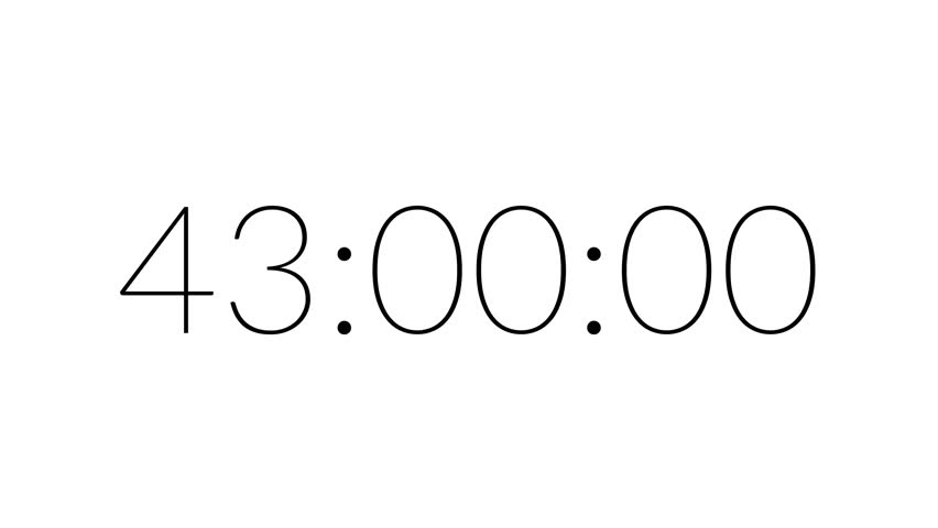 Modern countdown timer from 43 minute to 42 minute on white background suitable for presentations, productivity, educational content, and more