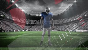 Football player walking toward midfield, showing pie charts and gauges for performance analytics. Athlete, analytics, sports, infographics, technology, competition, stamina - Powered by Shutterstock - Get 15% off with code: PIKWIZARD15