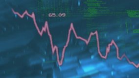 Descending pink line chart sparking lightning then surging over 3D grid illustrating volatility. Data, analytics, technology, animation, finance, innovation, digital - Powered by Shutterstock - Get 15% off with code: PIKWIZARD15