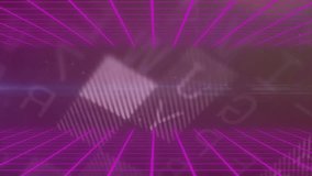 Dashed light arc sweeping, morphing into rotating globe while tiles spinning, visualizing data flow. Cyberspace, futuristic, neon, digital, technology, abstract, innovation - Powered by Shutterstock - Get 15% off with code: PIKWIZARD15