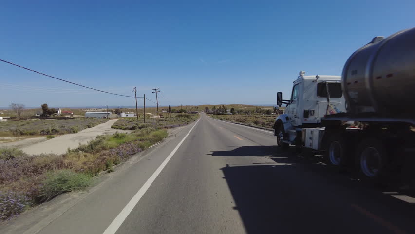 Southern California Rural City McKittrick 05 Rear View Driving Plates of Highway 58 West USA