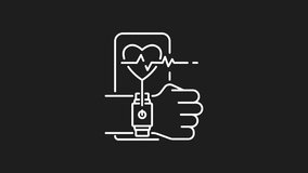 Health tracking white line animation. Health tracking icon animation with wristworn heart rate monitor showing vibrant heartbeat. Suitable for health and fitnessrelated designs and content. - Powered by Shutterstock - Get 15% off with code: PIKWIZARD15