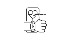 Health tracking line animation. Health tracking icon animation with wristworn heart rate monitor showing vibrant heartbeat. Suitable for health and fitnessrelated designs and content. - Powered by Shutterstock - Get 15% off with code: PIKWIZARD15