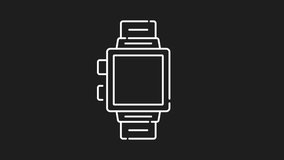 Health tracker white line animation. Health tracker icon animation smartwatch showcasing a dynamic heart rate animation perfect for fitness apps, medical websites, and technology presentations. - Powered by Shutterstock - Get 15% off with code: PIKWIZARD15