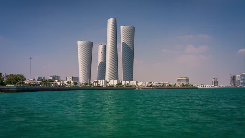 Time lapse clip from Doha, Qatar of  with the Lusail towers seen from the waterfront