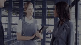 Man approaching business team causing shaking hands while colleague observing tablet user exiting. Corporate, collaboration, professionalism, modern, networking, architecture, leadership - Powered by Shutterstock - Get 15% off with code: PIKWIZARD15