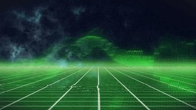 Opening neon-green grid, rain, dots emerging, morphing into orb, ring expanding, visualizing data. Futuristic, technology, digital, abstract, cyber, neon, data - Powered by Shutterstock - Get 15% off with code: PIKWIZARD15