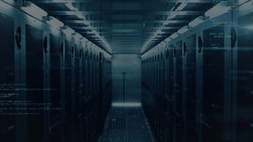 Lighting flickering rack corridor initiating binary streaming, canopy forming and vortex merging. Technology, cybersecurity, data, digital, futuristic, network, innovation - Powered by Shutterstock - Get 15% off with code: PIKWIZARD15