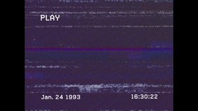 PLAY indicator initiating static noise flickering across CRT interface while timestamp incrementing. Vintage, glitch, interference, retro, digital, abstract, nostalgic - Powered by Shutterstock - Get 15% off with code: PIKWIZARD15
