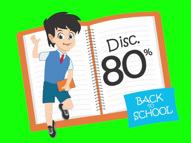 Discount School Video - 80% Animated Promo Tag. Eye-catching 80% off animation for educational campaigns.