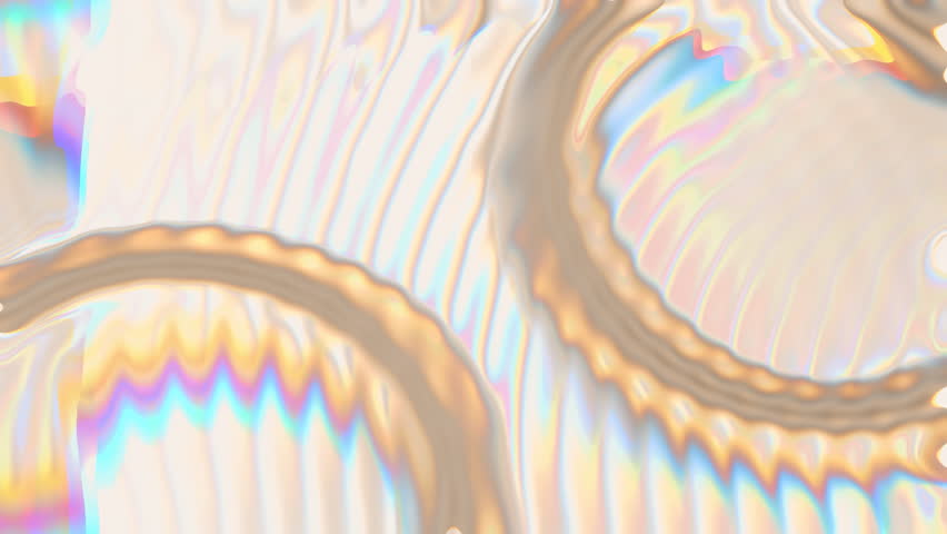 Beige iridescent fluid surface morphing, abstract animation