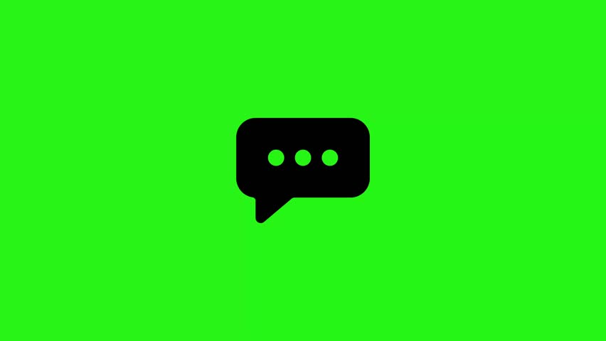 High-resolution 4K animation of a chat message icon appearing on green screen