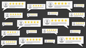 Customer Reviews with a lot of positive and good five star comments and reviews. alpha channel - Powered by Shutterstock - Get 15% off with code: PIKWIZARD15