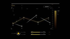 Animated futuristic user interface with a moving line graph, data points, and statistical readouts. HUD overlay for business, tech, or sci-fi data analysis - Powered by Shutterstock - Get 15% off with code: PIKWIZARD15