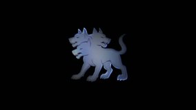 Mythical Cerberus silhouette with glowing metallic edges on black background, perfect for fantasy themes, digital mythology, and dark conceptual design - Powered by Shutterstock - Get 15% off with code: PIKWIZARD15