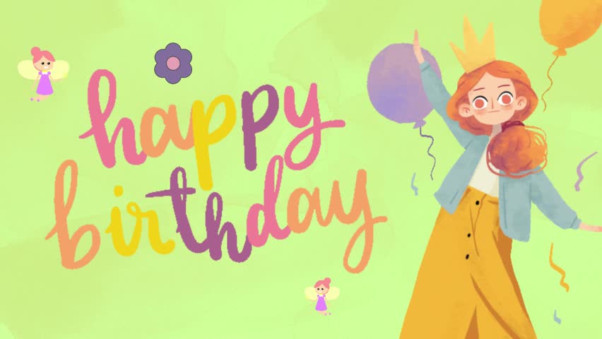 Cream Colorful Animated Happy Birthday Video Message