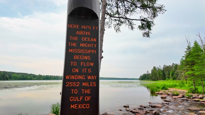 View of Lake Itasca and Boat at Mississippi River Headwaters Park