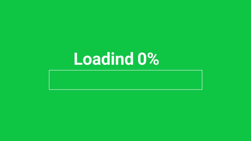 Loading progress animation from 0 to 100 percent on green screen. Red bars filling up. Clean flat UI, ideal for overlays or video tutorials
