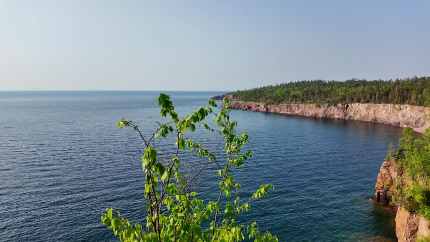 Scenic Cliffs and Rocks of North Shore of Lake Superior in Wisconsin