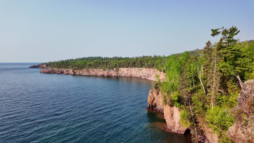 Scenic Cliffs and Rocks of North Shore of Lake Superior in Wisconsin