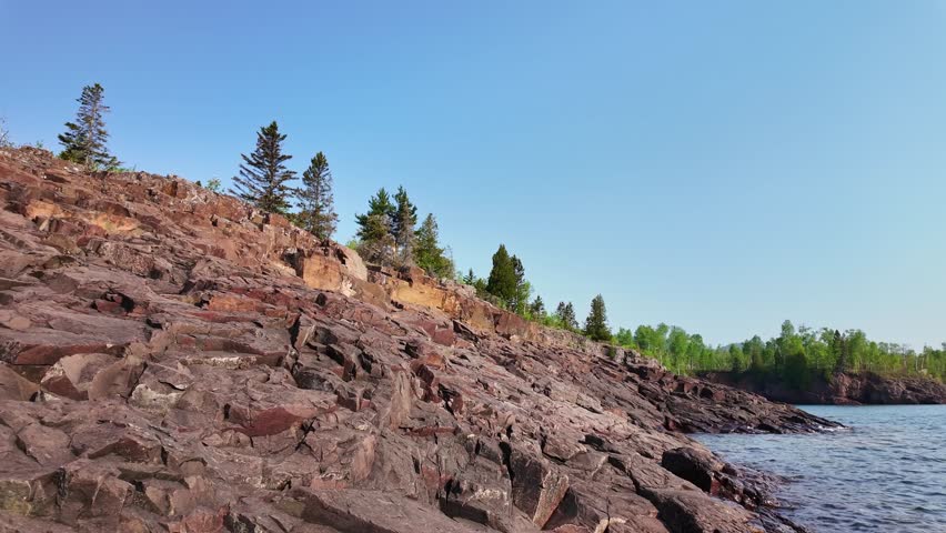 Scenic Cliffs and Rocks of North Shore of Lake Superior in Wisconsin