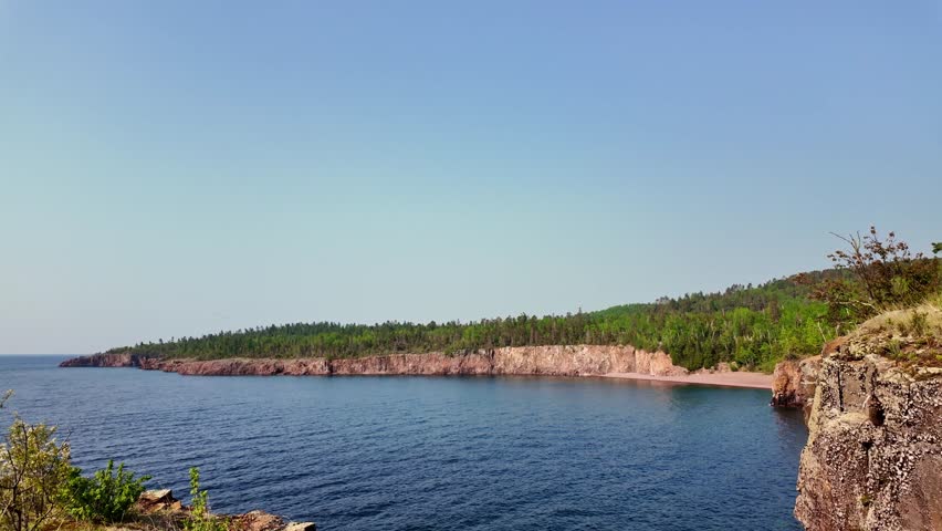 Scenic Cliffs and Rocks of North Shore of Lake Superior in Wisconsin