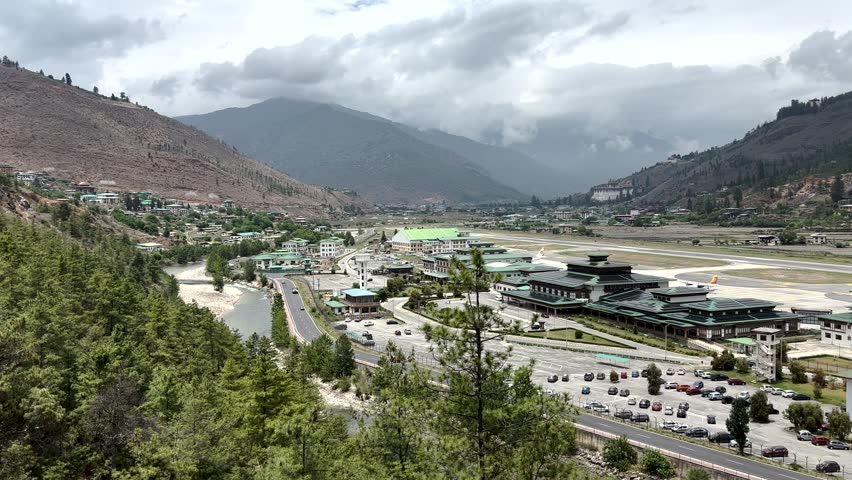View of Paro airport in Bhutan