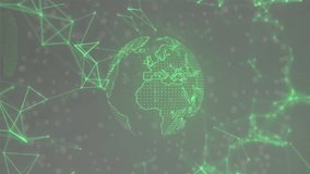 With holographic globe appearing, drone emerging, circling globe showing network connectivity. Futuristic, digital, technology, network, connectivity, innovation, virtual - Powered by Shutterstock - Get 15% off with code: PIKWIZARD15