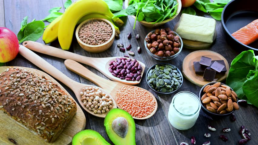 Composition with food products rich in magnesium.