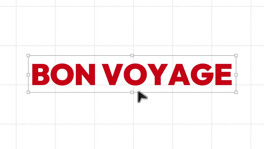 Bon Voyage typography dragging with mouse cursor on the white space, 4k animation