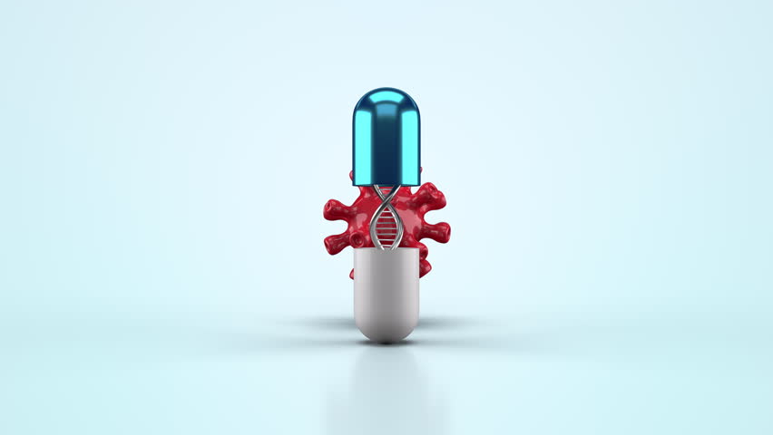 Seamless Loop Capsule Pill, Virus, And DNA Animation