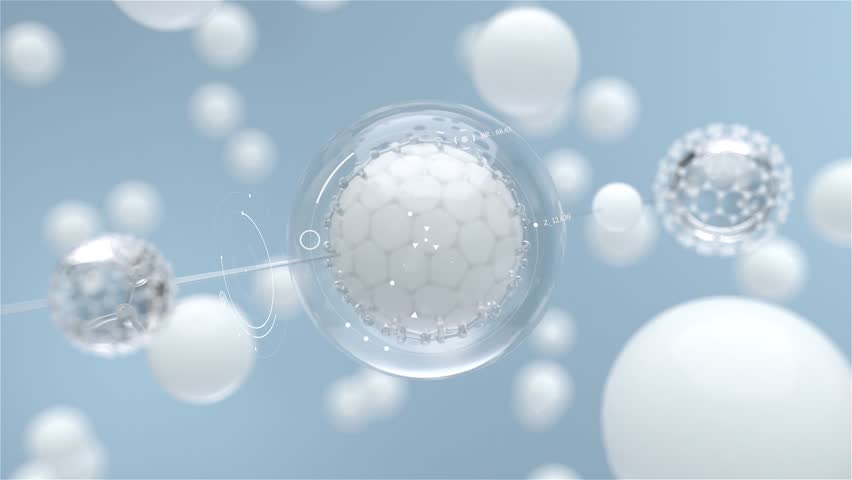 Milk molecule, milk drops falling in white liquid with splashing  crown, milky  bubbles merging, absorption of milk and nutrition for dairy products, cosmetics and food containing milk, 3D rendering.