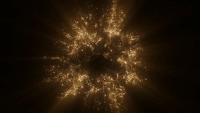 4k 3D explosion animation of golden spark particles softly bursting and forming light on a dark background. Ideal for elegant festive designs, New Year and luxury event visuals. - Powered by Shutterstock - Get 15% off with code: PIKWIZARD15