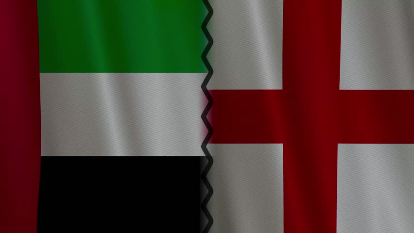 Professional 4K cricket match animation featuring United Arab Emirates vs England. Designed with animated flags, smooth cricket ball motion , ideal for sports broadcasters and content creators.