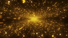 4k Golden particle tunnel light burst. Abstract festive gold glitter animation. 3d animation - Powered by Shutterstock - Get 15% off with code: PIKWIZARD15