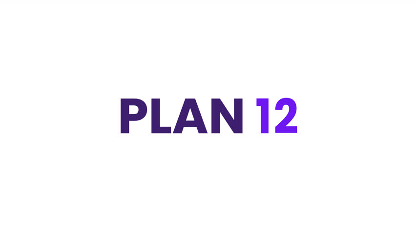 Plan 12 Text Animation. Alpha matte with transparent background 4K resolution.