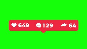 Animated Counter Number Social Media Notification on Green Screen Like Comment and Share - Powered by Shutterstock - Get 15% off with code: PIKWIZARD15