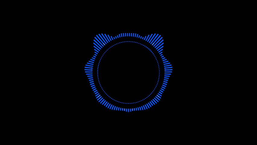 Circular interface audio voice music sound spectrum equalizer, 4k footage, sound waves animation on black and white background.	
