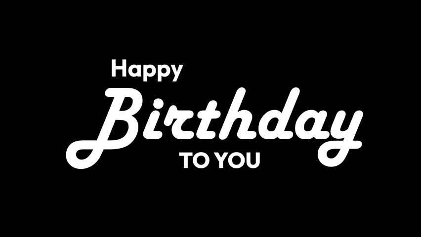 Animated Handwritten Happy Birthday Text, Elegant Lettering on Black Background