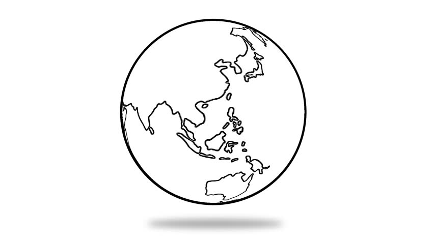 Rotating outline of Earth with minimalistic design and soft shadow. Perfect for global topics, educational content, explainer videos, or dynamic world-related visuals.