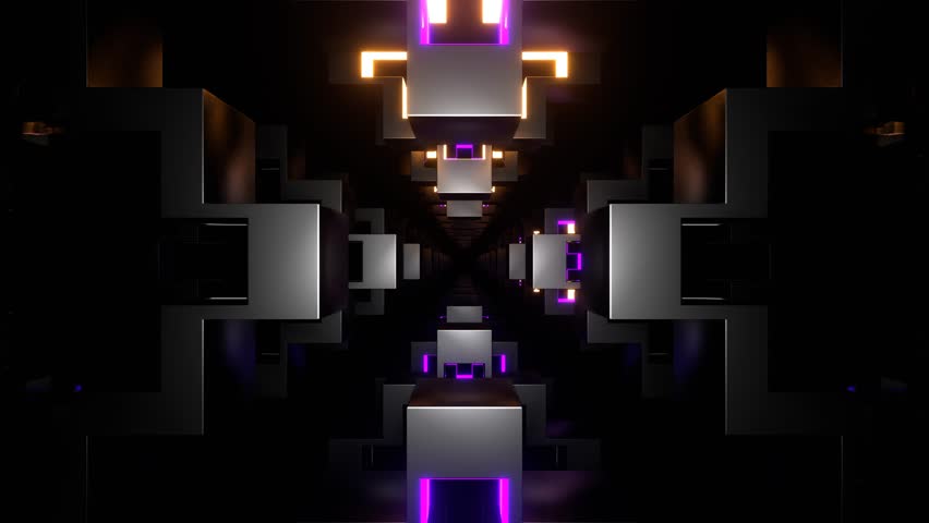Purple and Yellow Neon Shapes Movement Background VJ Loop in 4K