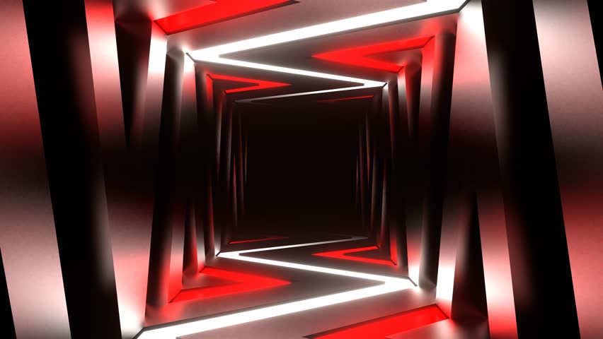 Red and White Neon Curve Lines Corridor Background VJ Loop in 4K