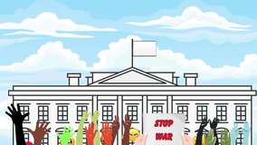 Animated hand holding a sign that says "Stop War." A powerful visual symbol of peace and anti-conflict message with simple and bold motion graphics. - Powered by Shutterstock - Get 15% off with code: PIKWIZARD15
