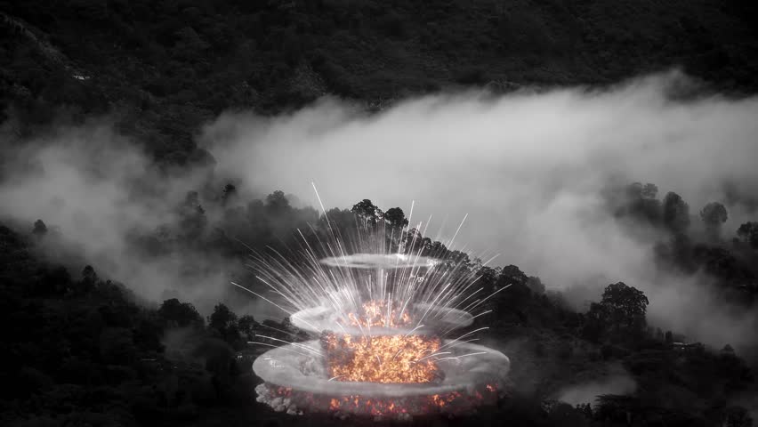 High-quality animated video of a massive meteor crashing into the Earth, followed by a fiery explosion and shockwave.